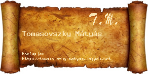 Tomasovszky Mátyás névjegykártya