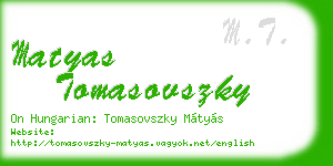 matyas tomasovszky business card