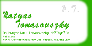 matyas tomasovszky business card